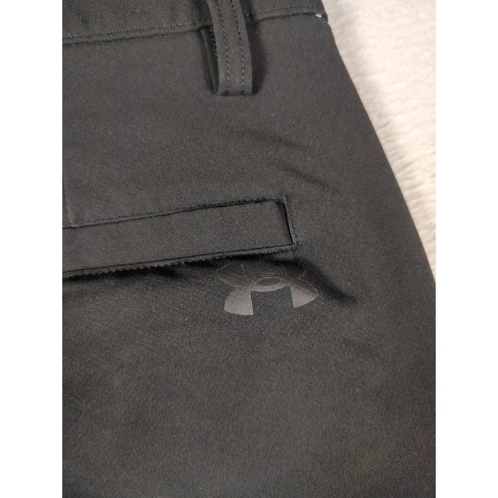 Under Armour Tech Pants Mens 34 Black Microfiber Chino Golf Performance Casual